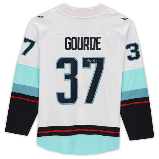 S.Kraken #37 Yanni Gourde   with Inaugural Season Patch White Stitched American Hockey Jerseys