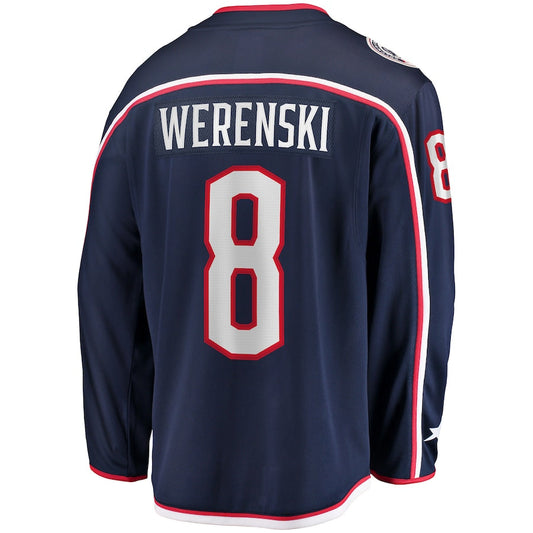 C.Blue Jackets #8 Zach Werenski Home Premier Breakaway Player Jersey Navy Stitched American Hockey Jerseys