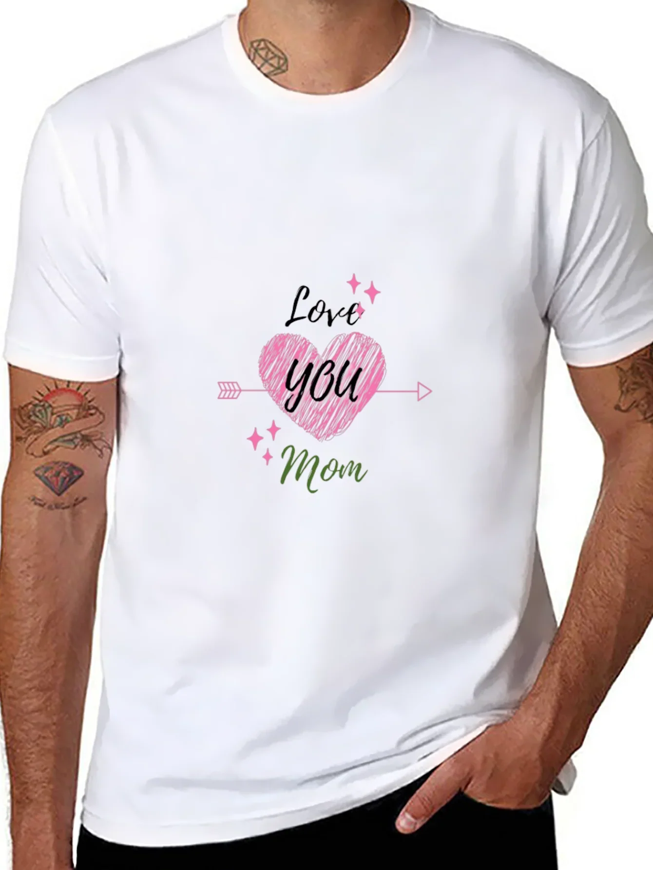 Love You Mom Black T-Shirt Cute Mothers Day Gift