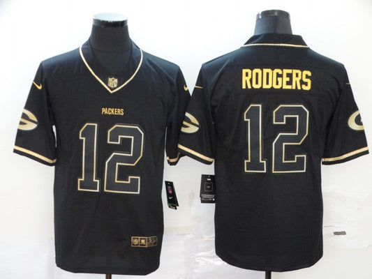 Men's Green Bay Packers #12 Aaron Rodgers Black Game Player Jersey1