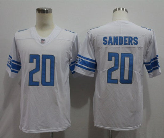 Men's Detroit Lions Barry Sanders #20 White Team Game Jersey1