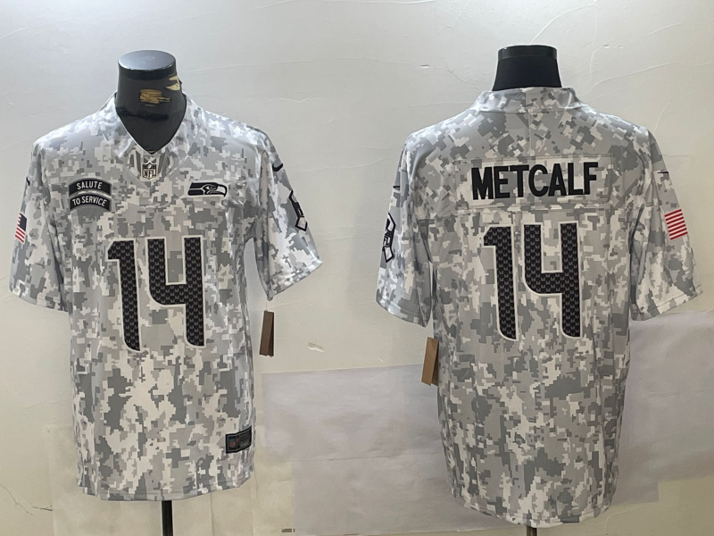 Men's Seattle Seahawks DK Metcalf #14 Arctic Camo 2024 Salute to Service Limited Jersey1