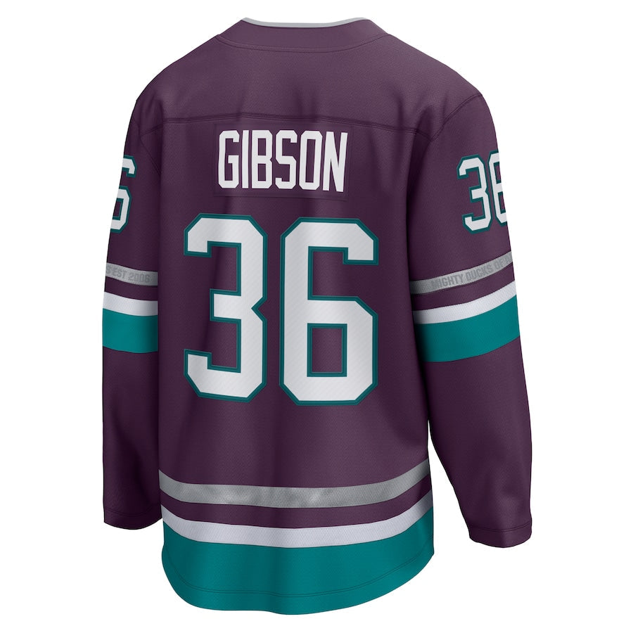 John Gibson Anaheim Ducks   30th Anniversary Premier Breakaway Jersey - Purple