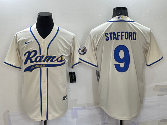 Men's Los Angeles Rams Matthew Stafford #9 Bone Game jersey Joint Edition
