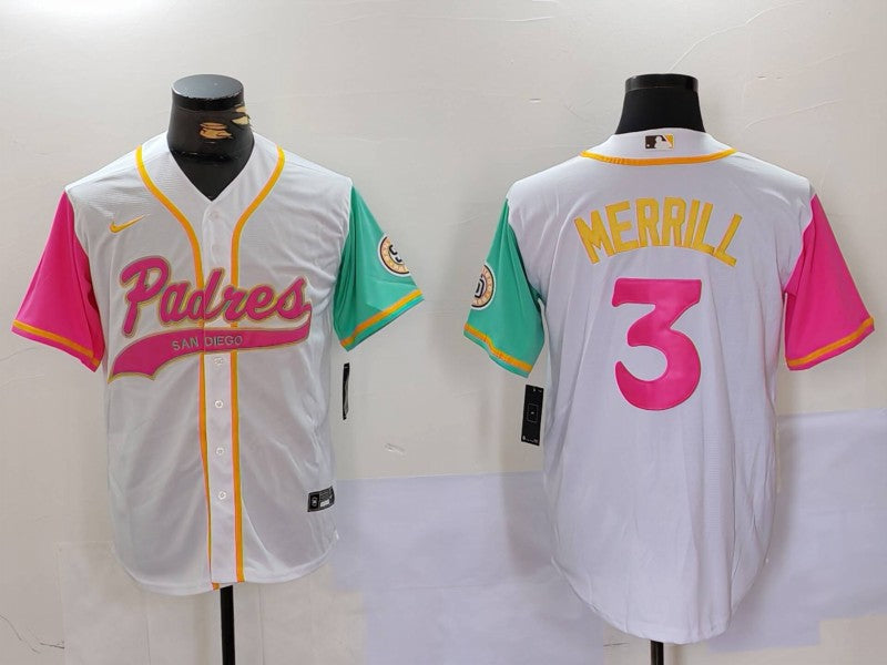 Men's San Diego Padres Jackson Merrill #3 White City Connect Limited Player jersey