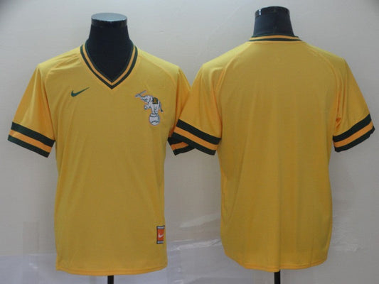 Men's Oakland Athletics Gold Blank Cooperstown Collection Mesh Batting Practice jersey