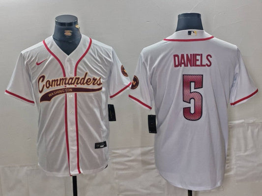 Men's Washington Commanders Jayden Daniels #5 White Game Jersey1