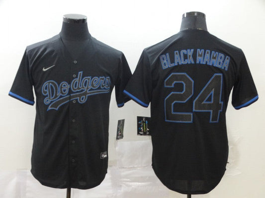 Men's Los Angeles Dodgers Kobe Bryant #24 Black Mamba Baseball Jersey1
