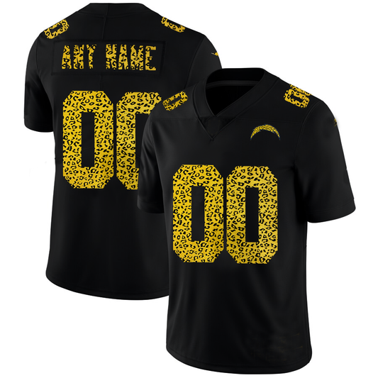 custom Los Angeles Chargers Leopard Print Fashion Vapor Limited jersey Black Stitched American Football Jerseys