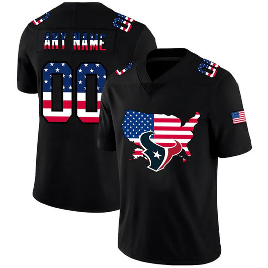 Custom1 Houston Texans Football Black Limited Fashion Flag Stitched American Football Jerseys