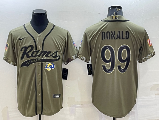 Men's Los Angeles Rams Aaron Donald #99 Olive 2022 Salute To Service Limited jersey Joint Edition