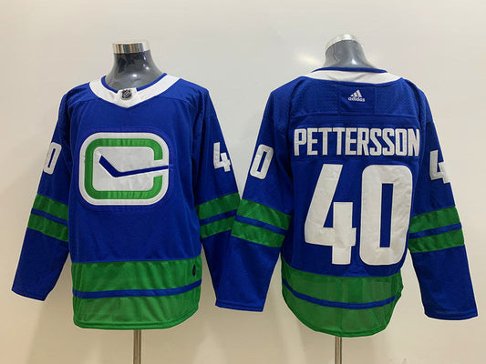 Men's Vancouver Canucks Elias Pettersson #40 Royal Breakaway Player Jersey1