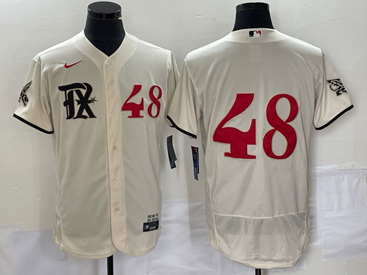Men's Texas Rangers Jacob deGrom #48 Cream 2023 City Connect Replica Player jersey