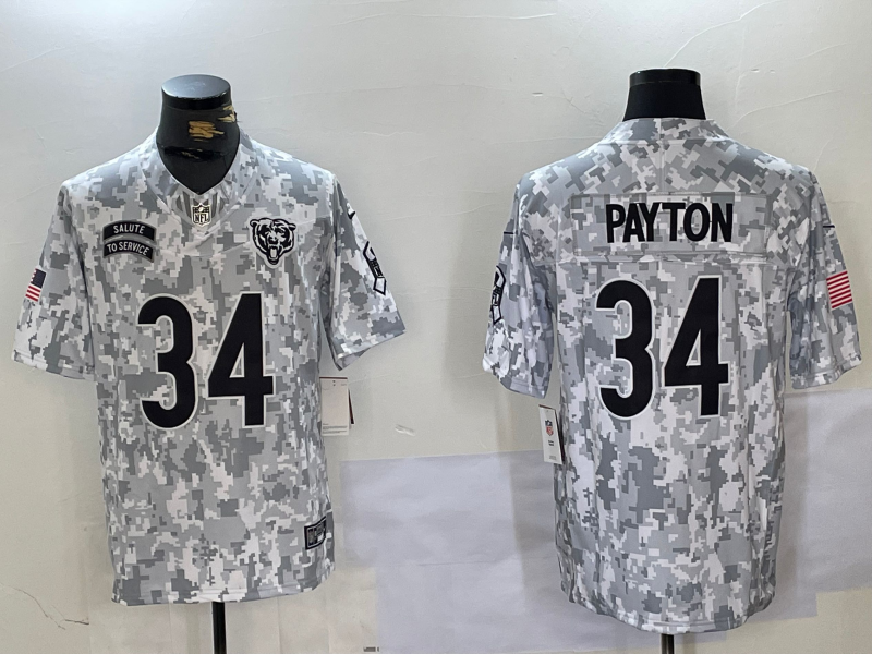Men's Chicago Bears Walter Payton #34 Arctic Camo 2024 Salute to Service Retired Player Limited Jersey1