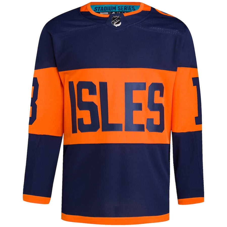 Mathew Barzal New York Islanders   2024 NHL Stadium Series Primegreen   Jersey Navy
