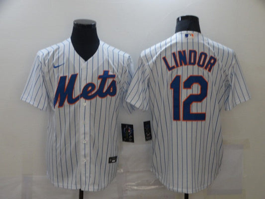 Men's New York Mets Francisco Lindor #12 White Replica Baseball Jersey1