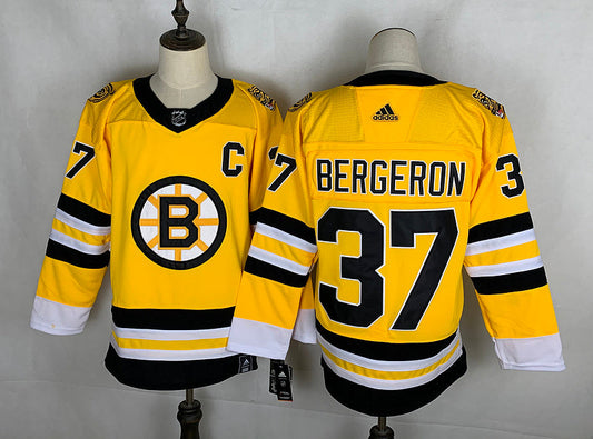 Men's Boston Bruins Patrice Bergeron #37 Yellow Player Game jersey