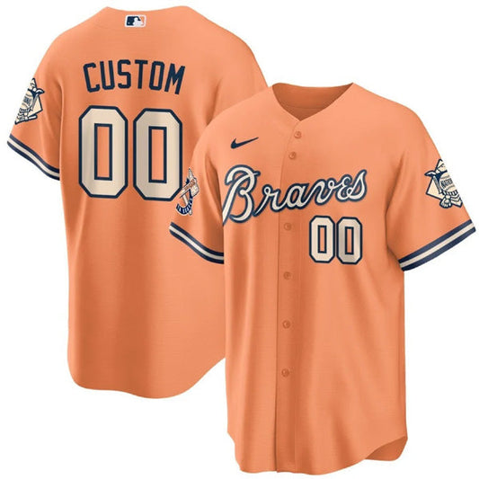 Custom Atlanta Braves Peaches n Cream Jersey - Peach