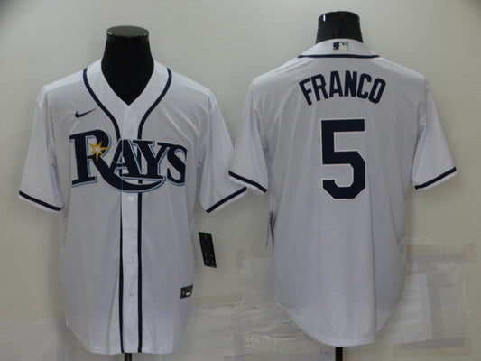 Men's Tampa Bay Rays Wander Franco #5 White Replica Baseball Jersey1