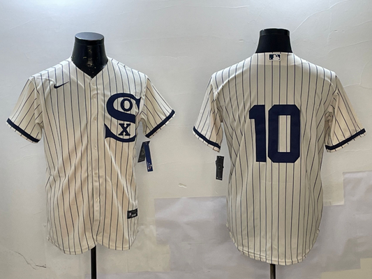 Men's Chicago White Sox Yoan Moncada #10 Cream Replica Player Jersey
