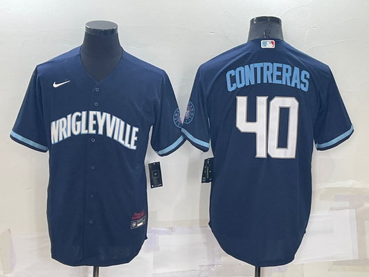 Men's Chicago Cubs Willson Contreras #40 Navy Replica Baseball jersey