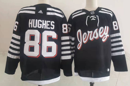Men's New Jersey1 Devils Jack Hughes #86 Black Player Game Jersey1