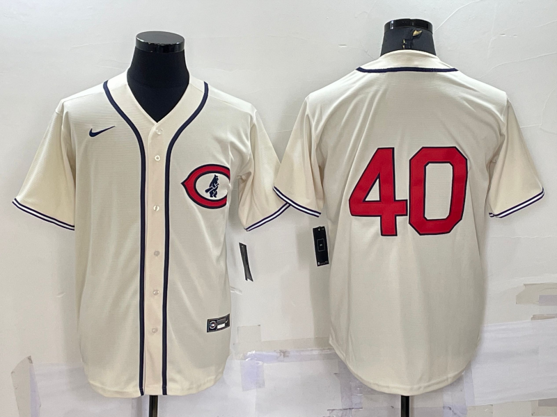 Men's Chicago Cubs Rich Harden #40 Cream Player Name Jersey1