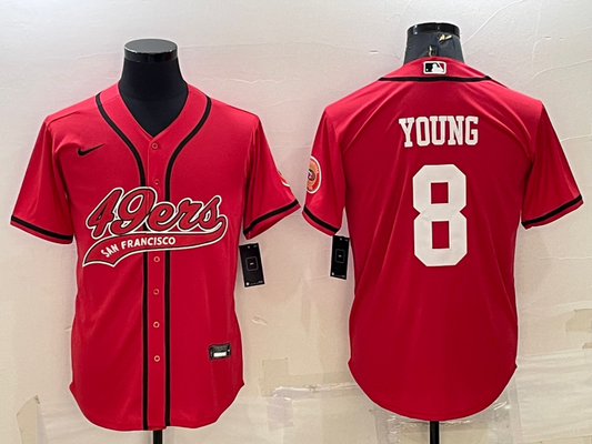 Men's San Francisco 49ers Steve Young #8 Red Game Jersey1 Joint Edition