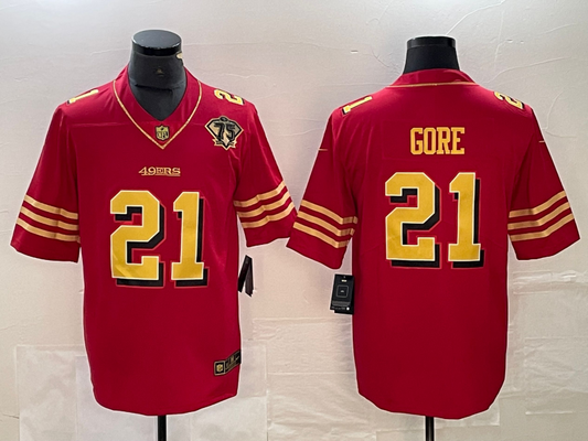 Men's San Francisco 49ers Frank Gore #21 Red Game Player jersey