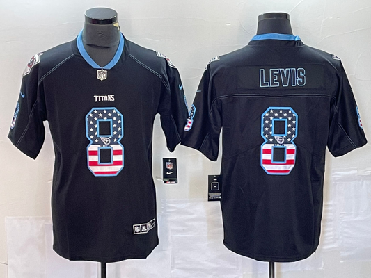 Men's Tennessee Titans Will Levis #8 Black Player jersey