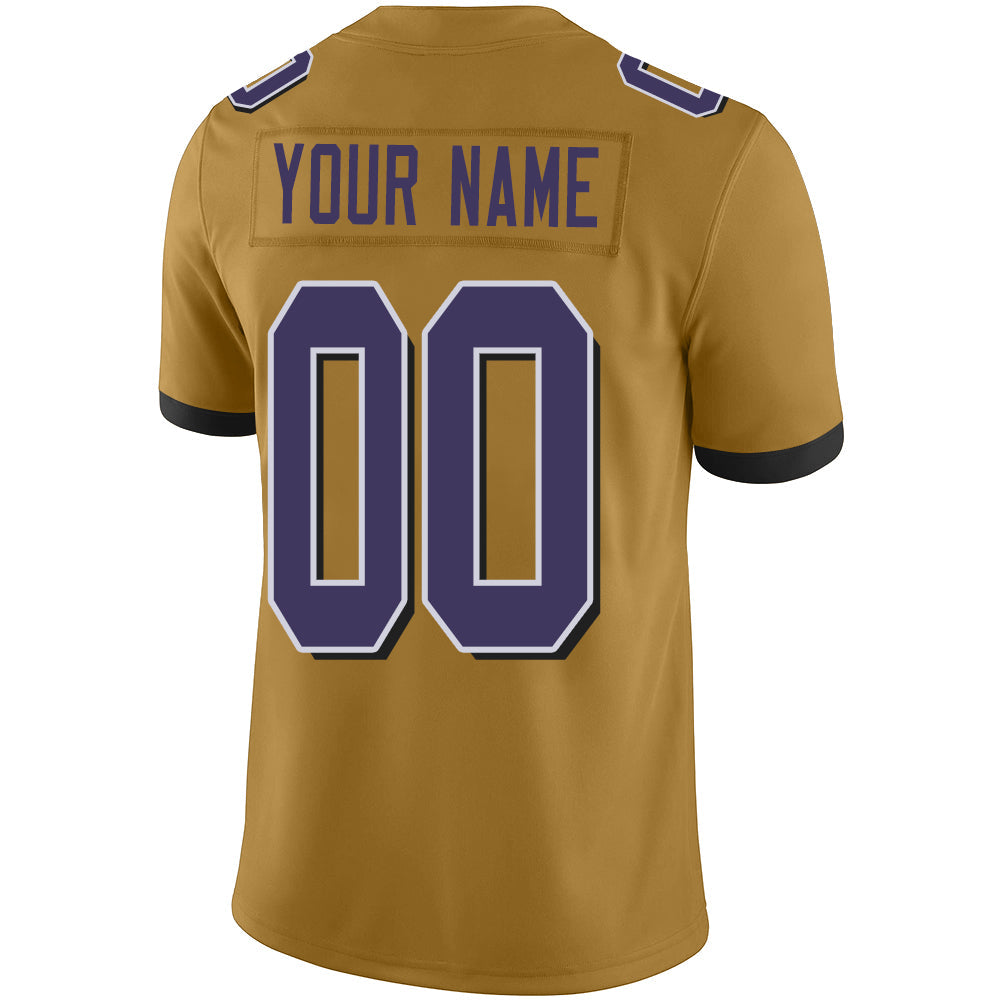 Custom B.Raven Men's American Gold Fashion Vapor Limited Stitched Football Jerseys