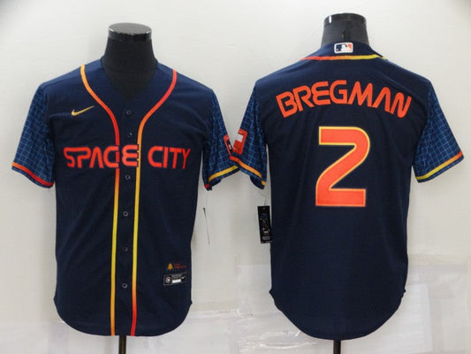 Men's Houston Astros Alex Bregman #2 Navy Space City Jersey1