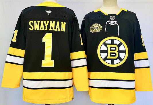 Men's Boston Bruins Jeremy Swayman #1 Black jersey