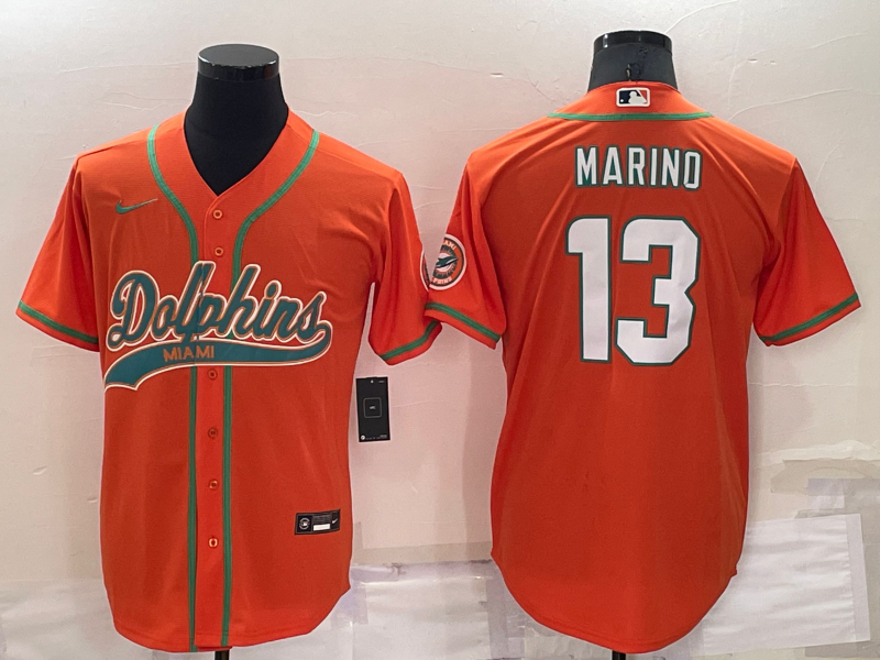 Men's Miami Dolphins Dan Marino #13 Orange Game jersey Joint Edition