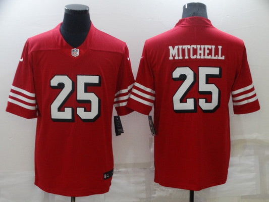 Men's San Francisco 49ers Elijah Mitchell #25 Scarlet Alternate Team Game Jersey1