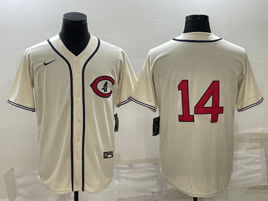 Men's Chicago Cubs Ernie Banks #14 Cream Player Name jersey