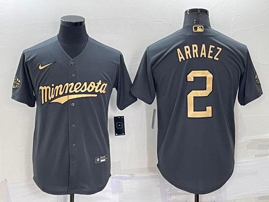 Men's Minnesota Twins Luis Arraez #2 Gray Replica Player jersey