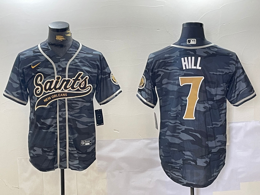 Men's New Orleans Saints Taysom Hill #7 Grey Camouflage Player jersey