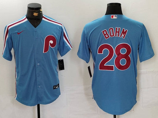 Men's Philadelphia Phillies Alec Bohm #28 Light Blue Alternate Limited Jersey1