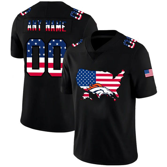 Custom1 Denver Broncos Football Black Limited Fashion Flag Stitched Jersey1  American Football Jerseys