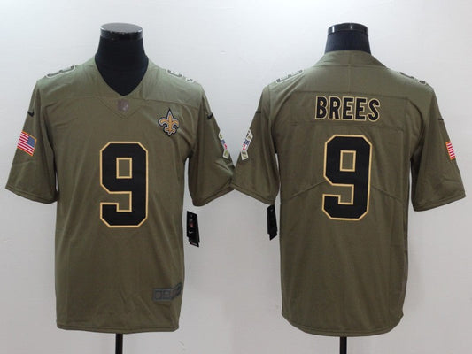 Men's New Orleans Saints Drew Brees #9 Brown Game Jersey1