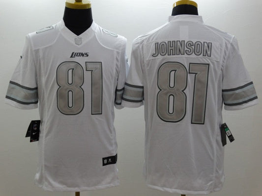 Men's Detroit Lions Calvin Johnson #81 White Game Player Jersey1