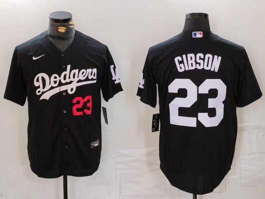 Men's Los Angeles Dodgers Kirk Gibson #23 Black Limited Player Jersey1