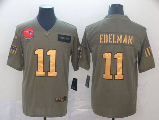 Men's New England Patriots Julian Edelman #11 Brown Game Player Jersey1