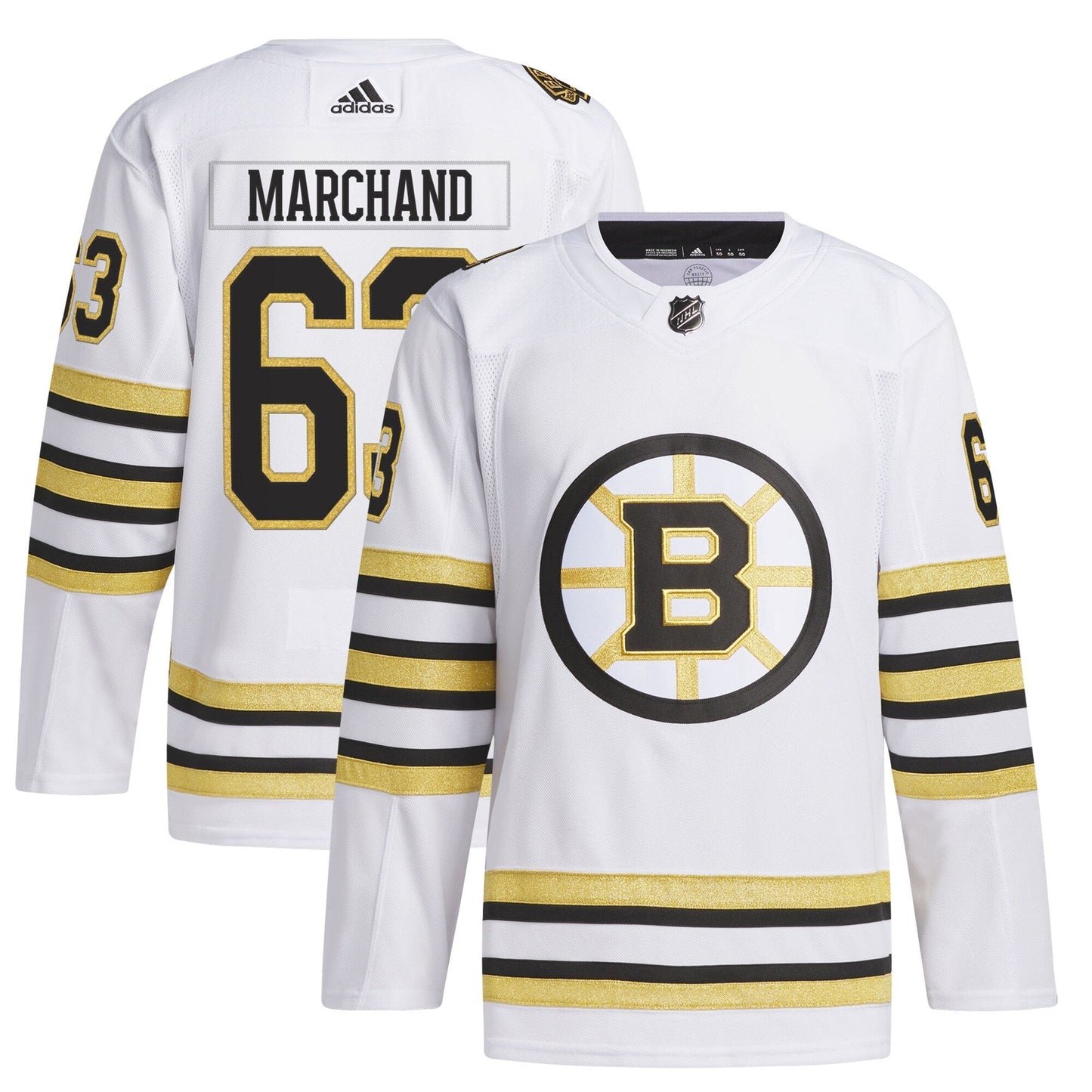 Brad Marchand Boston Bruins   Primegreen 100th Anniversary   Jersey - White