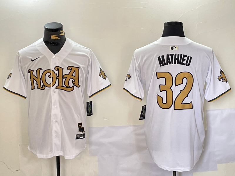Men's New Orleans Saints Tyrann Mathieu #32 White Game jersey