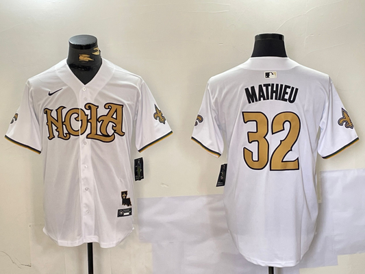 Men's New Orleans Saints Tyrann Mathieu #32 White Game jersey