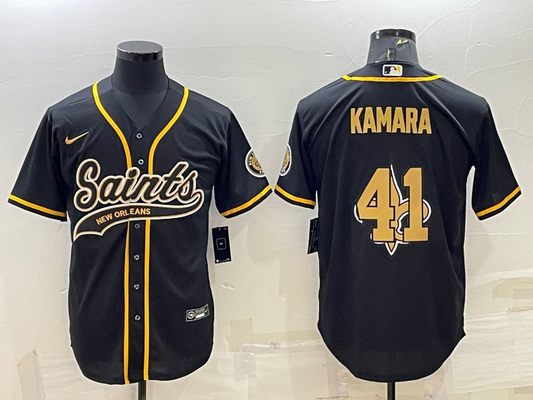 Men's New Orleans Saints Alvin Kamara #41 Black Player Jersey1 Joint Edition