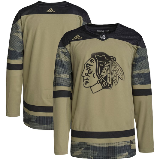 Men's Chicago Blackhawks Camo Military Appreciation Team Authentic Practice Blank jersey