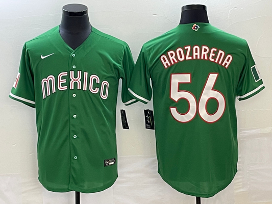 Men's 2023 World Baseball Classic #56 Randy Arozarena Mexico Green jersey